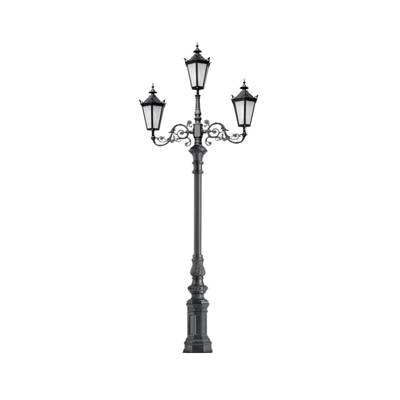 DDK-ZH-0601 Driearmige stalen tuinlichtmasten met aluminium voet